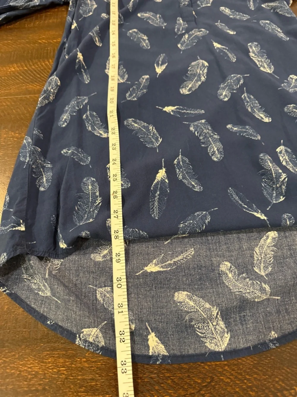 Banana Republic Feather Print Tunic Dress Blue Long Sleeve Size 6 - Picture 10 of 13